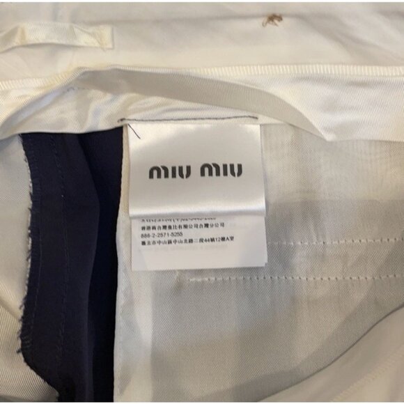Miu Miu Navy Blue Pants Trousers Cropped Pin - Picture 8 of 10
